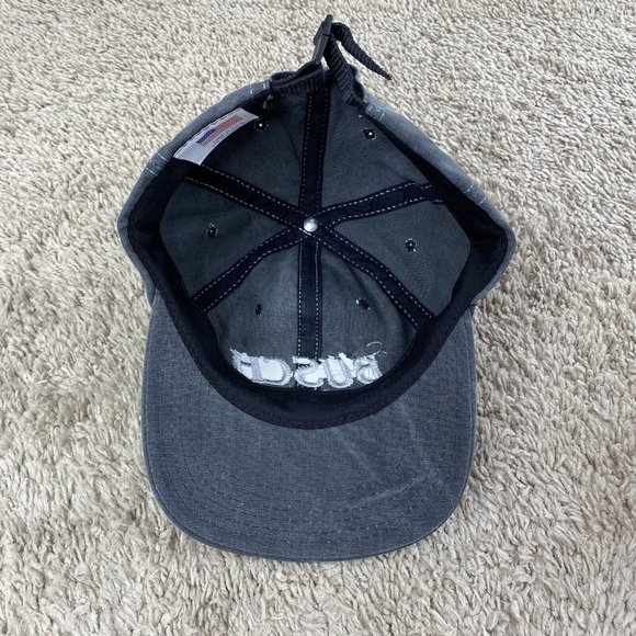 Vtg 1996 Busch Beer‎ Hat Gray Canvas White Stitch Script Adjustable Cap Made USA - Picture 7 of 11